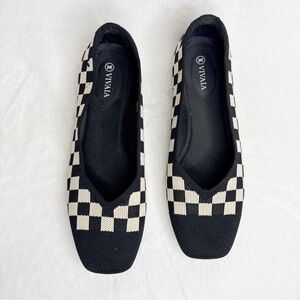 VIVAIA Black and White Checkered Women's Flats 41